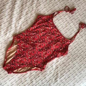 JCrew Red Paisley Swimsuit